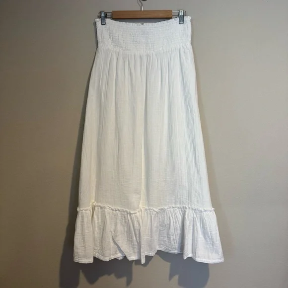 100% Organic Cotton Gauze Smocked Maxi Skirt - Picture 3 of 8